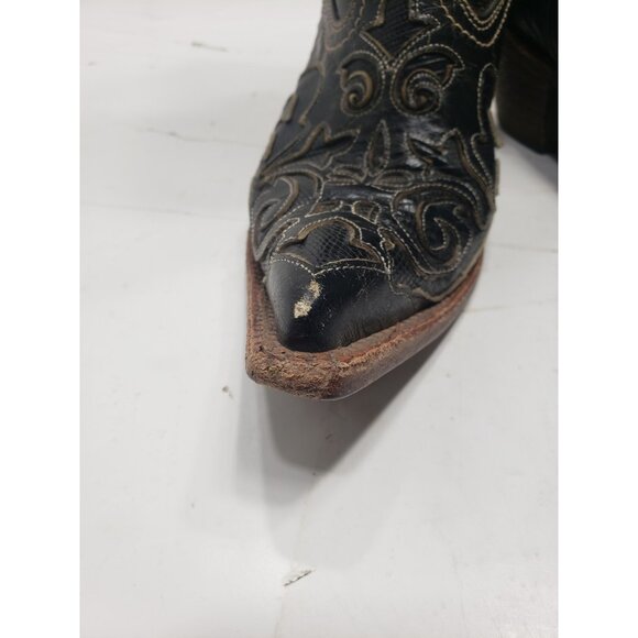 Corral Vintage C2108 Women’s Cowboy Boots 6M Black Lizard Distressed Western - Picture 6 of 10